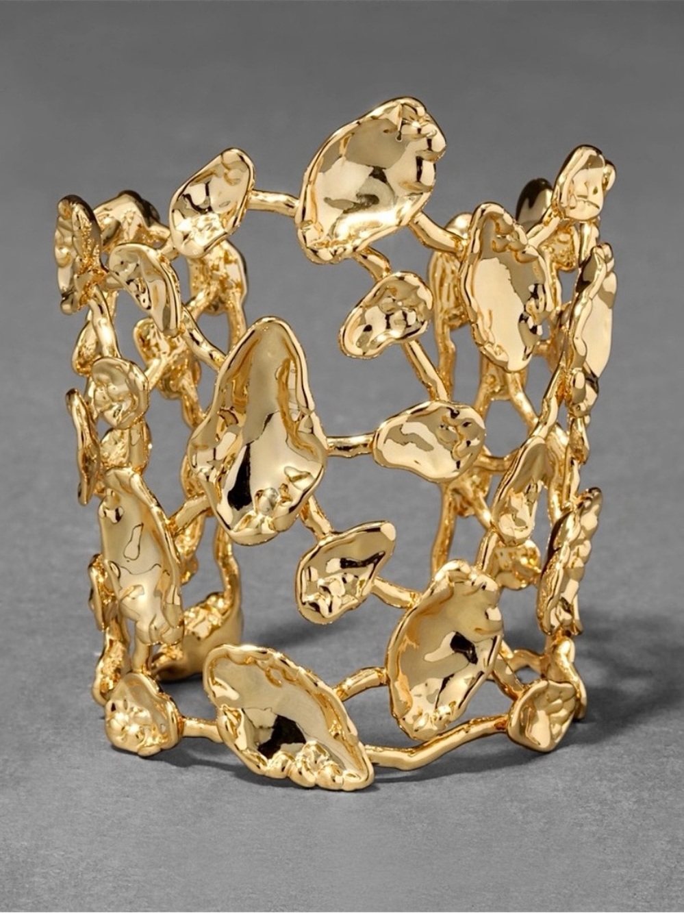 Alexis Bittar Brut Gold Mosaic Wide Cuff Bracelet